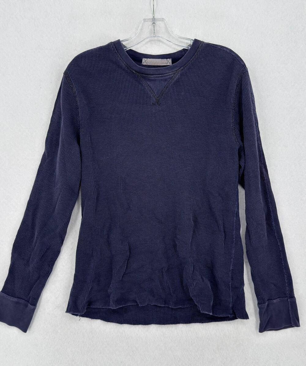 Wallace & Barnes Mens Blue Waffle Thermal Cotton Crew Shirt Sz L